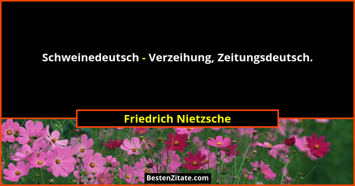Schweinedeutsch - Verzeihung, Zeitungsdeutsch.... - Friedrich Nietzsche