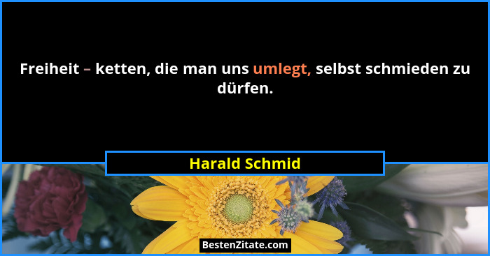 Freiheit – ketten, die man uns umlegt, selbst schmieden zu dürfen.... - Harald Schmid