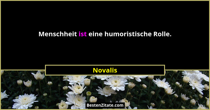 Menschheit ist eine humoristische Rolle.... - Novalis