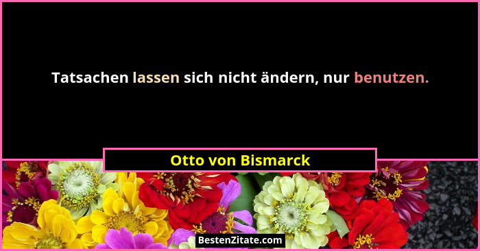 Tatsachen lassen sich nicht ändern, nur benutzen.... - Otto von Bismarck