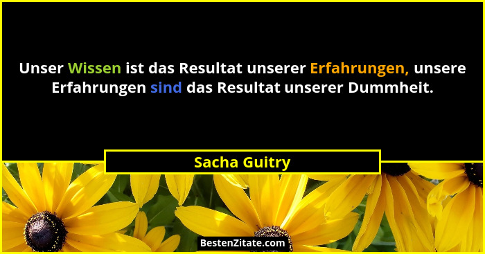 Unser Wissen ist das Resultat unserer Erfahrungen, unsere Erfahrungen sind das Resultat unserer Dummheit.... - Sacha Guitry