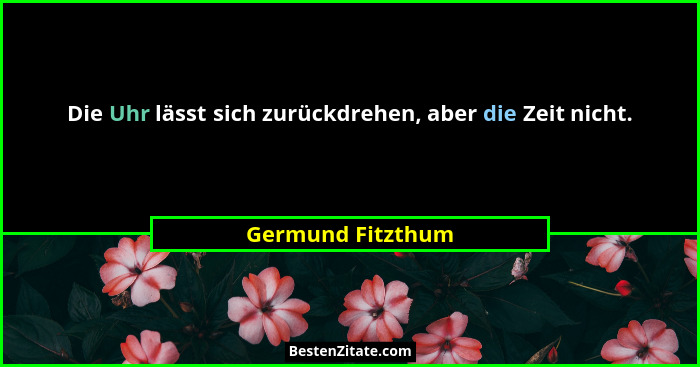 Die Uhr lässt sich zurückdrehen, aber die Zeit nicht.... - Germund Fitzthum