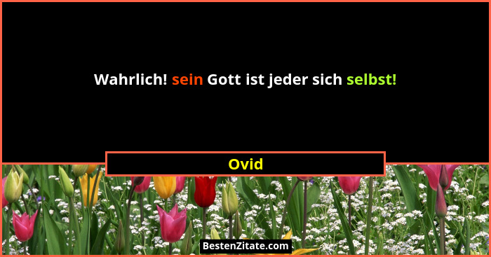 Wahrlich! sein Gott ist jeder sich selbst!... - Ovid