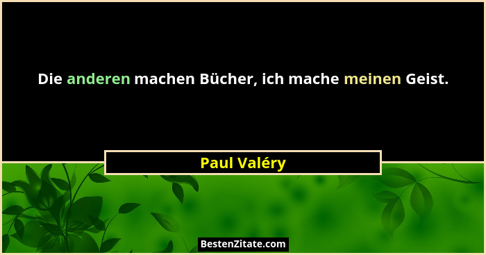 Die anderen machen Bücher, ich mache meinen Geist.... - Paul Valéry