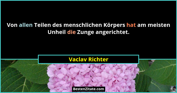Von allen Teilen des menschlichen Körpers hat am meisten Unheil die Zunge angerichtet.... - Vaclav Richter