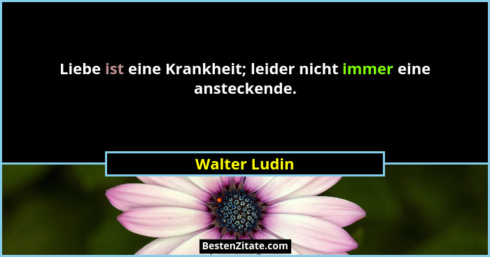 Liebe ist eine Krankheit; leider nicht immer eine ansteckende.... - Walter Ludin