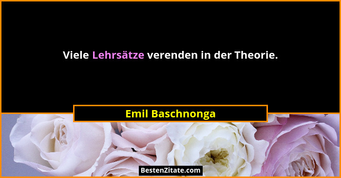 Viele Lehrsätze verenden in der Theorie.... - Emil Baschnonga
