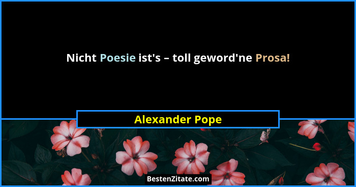 Nicht Poesie ist's – toll geword'ne Prosa!... - Alexander Pope