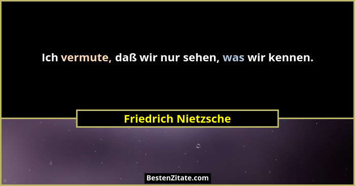 Ich vermute, daß wir nur sehen, was wir kennen.... - Friedrich Nietzsche