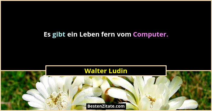 Es gibt ein Leben fern vom Computer.... - Walter Ludin