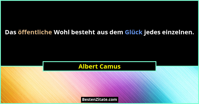Das öffentliche Wohl besteht aus dem Glück jedes einzelnen.... - Albert Camus