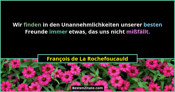 Wir finden in den Unannehmlichkeiten unserer besten Freunde immer etwas, das uns nicht mißfällt.... - François de La Rochefoucauld