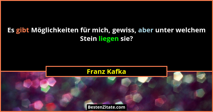 Es gibt Möglichkeiten für mich, gewiss, aber unter welchem Stein liegen sie?... - Franz Kafka