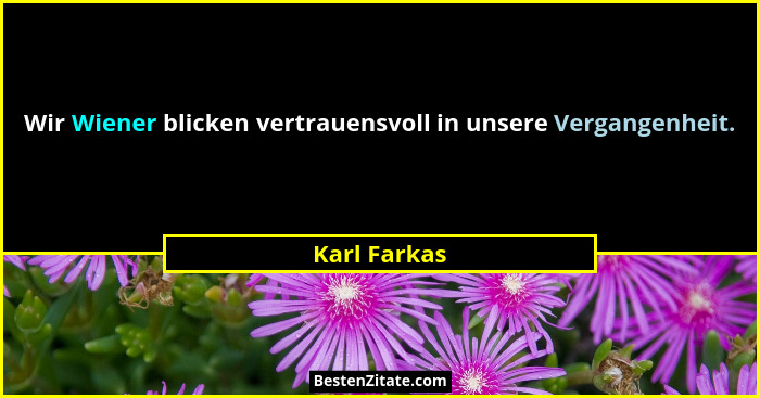 Wir Wiener blicken vertrauensvoll in unsere Vergangenheit.... - Karl Farkas