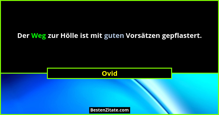 Der Weg zur Hölle ist mit guten Vorsätzen gepflastert.... - Ovid