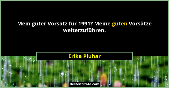 Mein guter Vorsatz für 1991? Meine guten Vorsätze weiterzuführen.... - Erika Pluhar