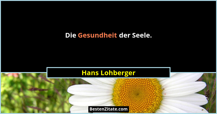 Die Gesundheit der Seele.... - Hans Lohberger