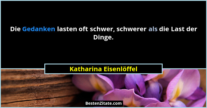 Die Gedanken lasten oft schwer, schwerer als die Last der Dinge.... - Katharina Eisenlöffel