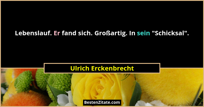 Lebenslauf. Er fand sich. Großartig. In sein "Schicksal".... - Ulrich Erckenbrecht