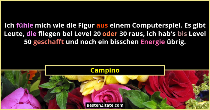 Ich fühle mich wie die Figur aus einem Computerspiel. Es gibt Leute, die fliegen bei Level 20 oder 30 raus, ich hab's bis Level 50 gesch... - Campino
