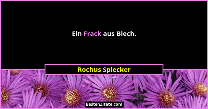 Ein Frack aus Blech.... - Rochus Spiecker