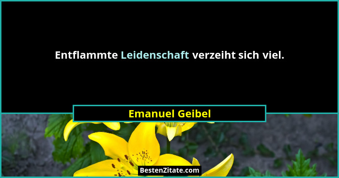 Entflammte Leidenschaft verzeiht sich viel.... - Emanuel Geibel