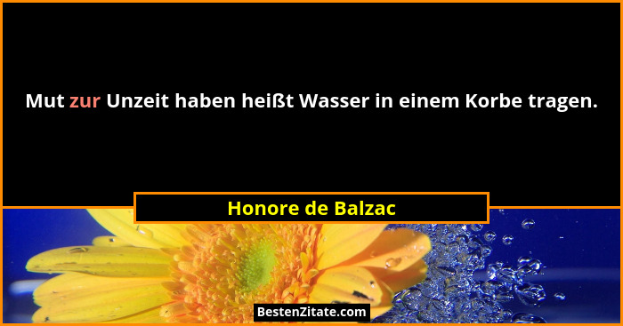 Mut zur Unzeit haben heißt Wasser in einem Korbe tragen.... - Honore de Balzac