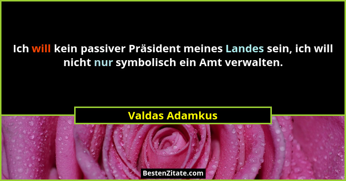 Ich will kein passiver Präsident meines Landes sein, ich will nicht nur symbolisch ein Amt verwalten.... - Valdas Adamkus