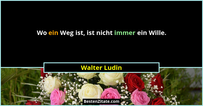Wo ein Weg ist, ist nicht immer ein Wille.... - Walter Ludin
