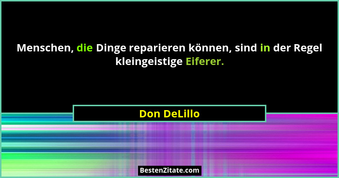 Menschen, die Dinge reparieren können, sind in der Regel kleingeistige Eiferer.... - Don DeLillo