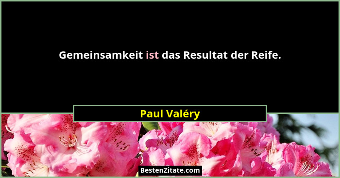 Gemeinsamkeit ist das Resultat der Reife.... - Paul Valéry
