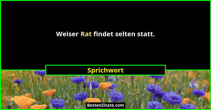 Weiser Rat findet selten statt.... - Sprichwort
