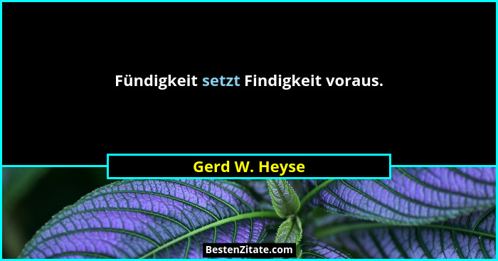 Fündigkeit setzt Findigkeit voraus.... - Gerd W. Heyse