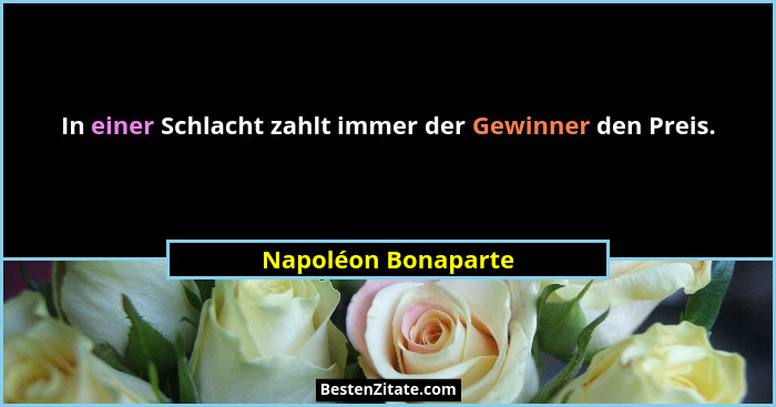 In einer Schlacht zahlt immer der Gewinner den Preis.... - Napoléon Bonaparte