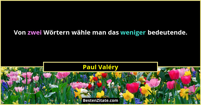 Von zwei Wörtern wähle man das weniger bedeutende.... - Paul Valéry