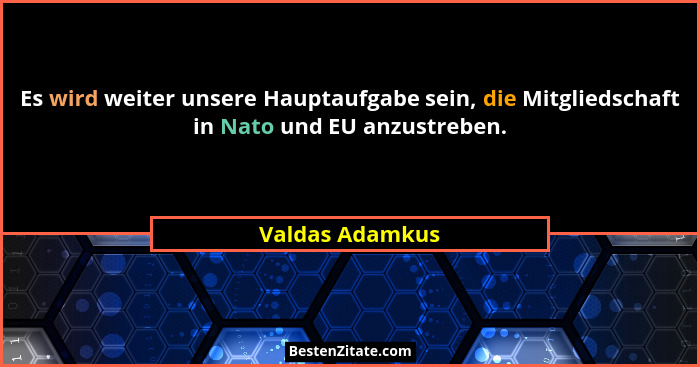 Es wird weiter unsere Hauptaufgabe sein, die Mitgliedschaft in Nato und EU anzustreben.... - Valdas Adamkus