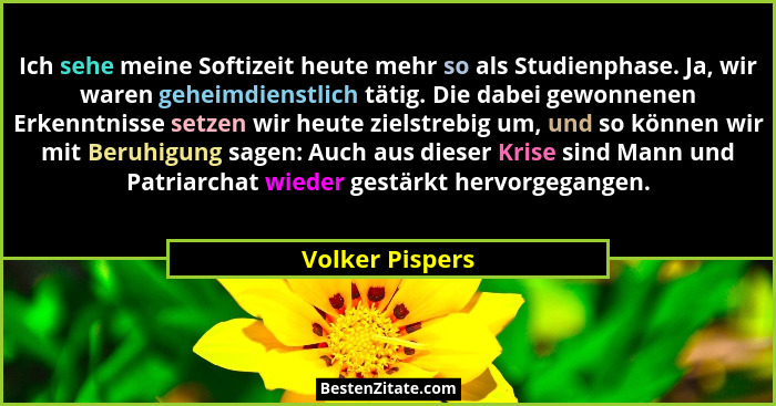 Ich sehe meine Softizeit heute mehr so als Studienphase. Ja, wir waren geheimdienstlich tätig. Die dabei gewonnenen Erkenntnisse setz... - Volker Pispers