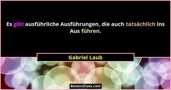 Es gibt ausführliche Ausführungen, die auch tatsächlich ins Aus führen.... - Gabriel Laub