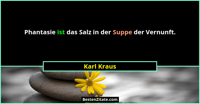 Phantasie ist das Salz in der Suppe der Vernunft.... - Karl Kraus