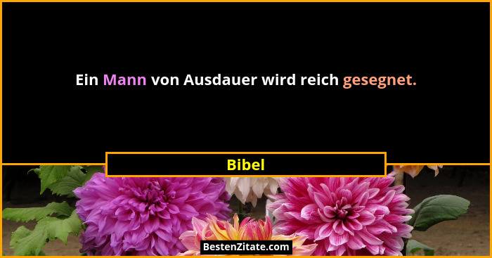 Ein Mann von Ausdauer wird reich gesegnet.... - Bibel