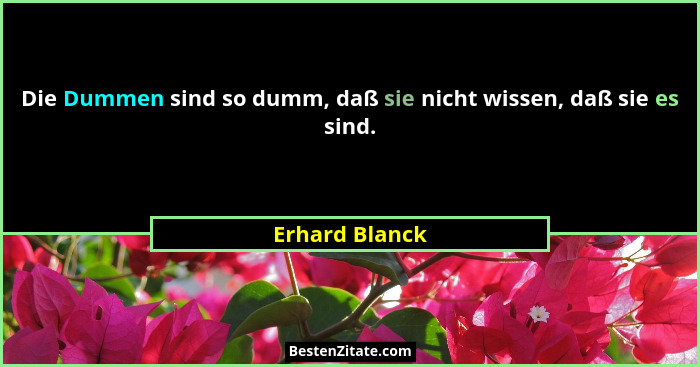 Die Dummen sind so dumm, daß sie nicht wissen, daß sie es sind.... - Erhard Blanck
