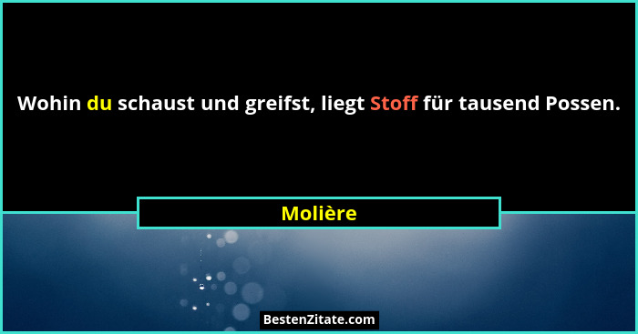 Wohin du schaust und greifst, liegt Stoff für tausend Possen.... - Molière