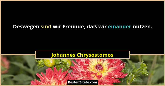 Deswegen sind wir Freunde, daß wir einander nutzen.... - Johannes Chrysostomos