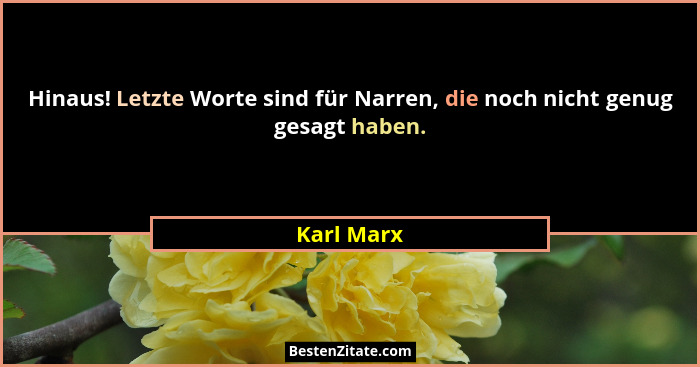 Hinaus! Letzte Worte sind für Narren, die noch nicht genug gesagt haben.... - Karl Marx
