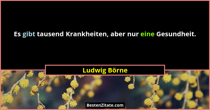 Es gibt tausend Krankheiten, aber nur eine Gesundheit.... - Ludwig Börne