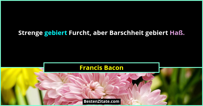 Strenge gebiert Furcht, aber Barschheit gebiert Haß.... - Francis Bacon