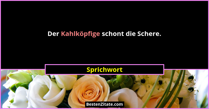 Der Kahlköpfige schont die Schere.... - Sprichwort