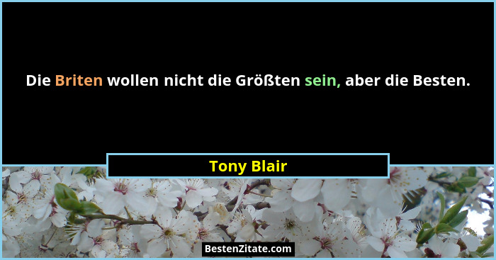 Die Briten wollen nicht die Größten sein, aber die Besten.... - Tony Blair