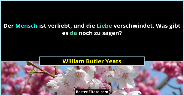 Der Mensch ist verliebt, und die Liebe verschwindet. Was gibt es da noch zu sagen?... - William Butler Yeats