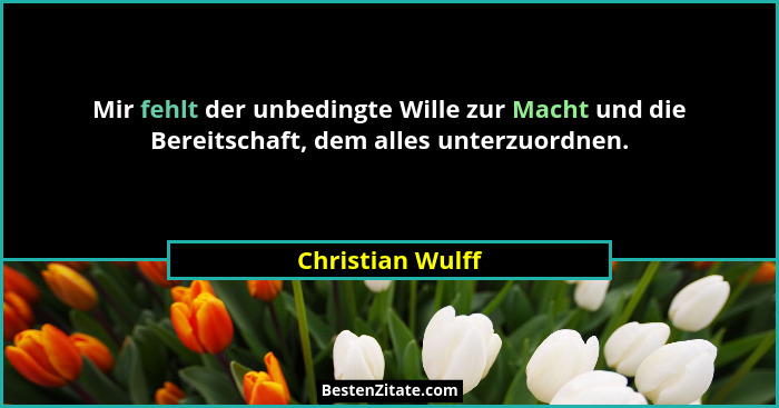 Mir fehlt der unbedingte Wille zur Macht und die Bereitschaft, dem alles unterzuordnen.... - Christian Wulff